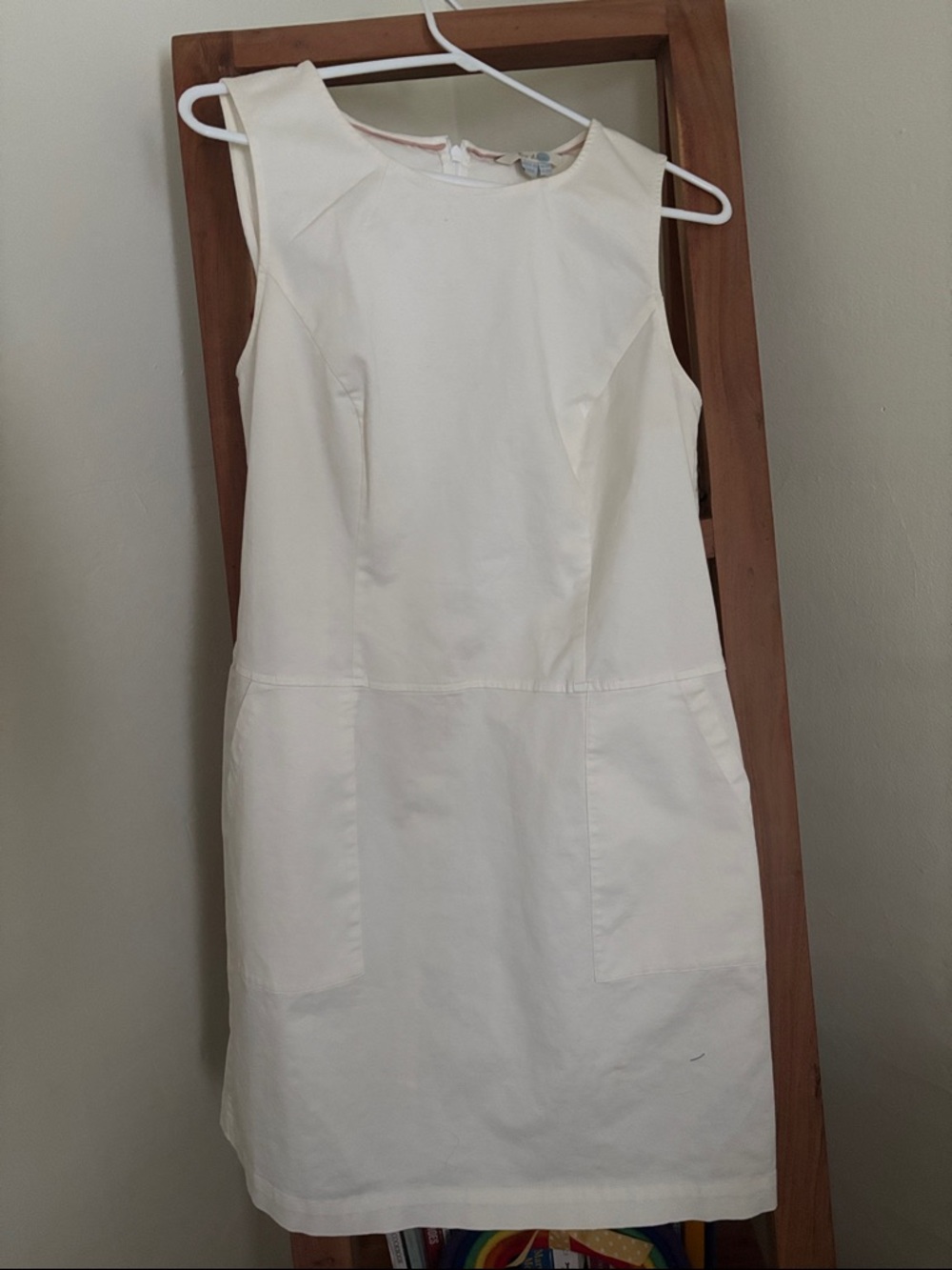 Boden Sleeveless Cream Midi Shift Dress